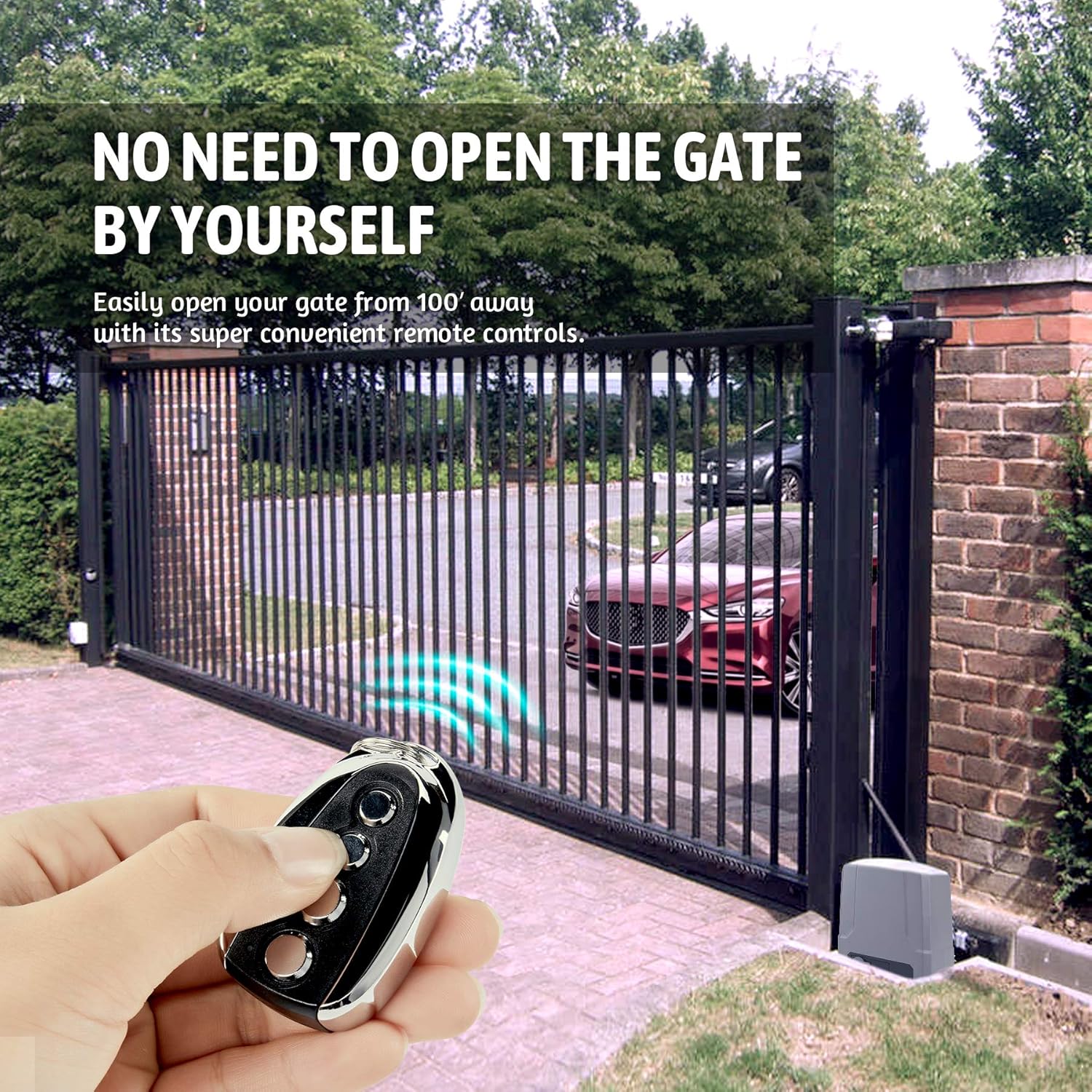 CO-Z Automatic Sliding Gate Opener with Backup Battery, Electric Rolling Driveway Fence Slide Gate Motor, Complete Gate Operator Hardware Security System Kit for Sliding Gate Up to 40 Feet