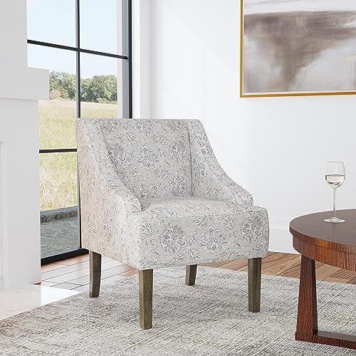 HomePop Velvet Swoop Arm Accent Chair, Suri Blue