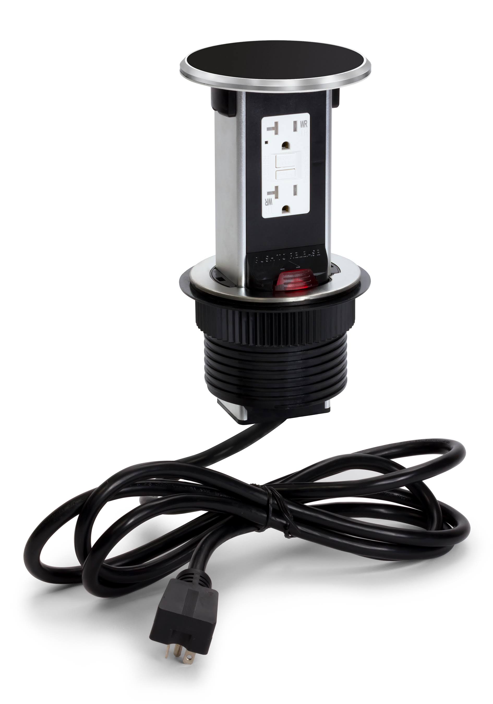 Lew Electric PUR20-BK Countertop 20A GFI Power Pop Up Outlet - Black
