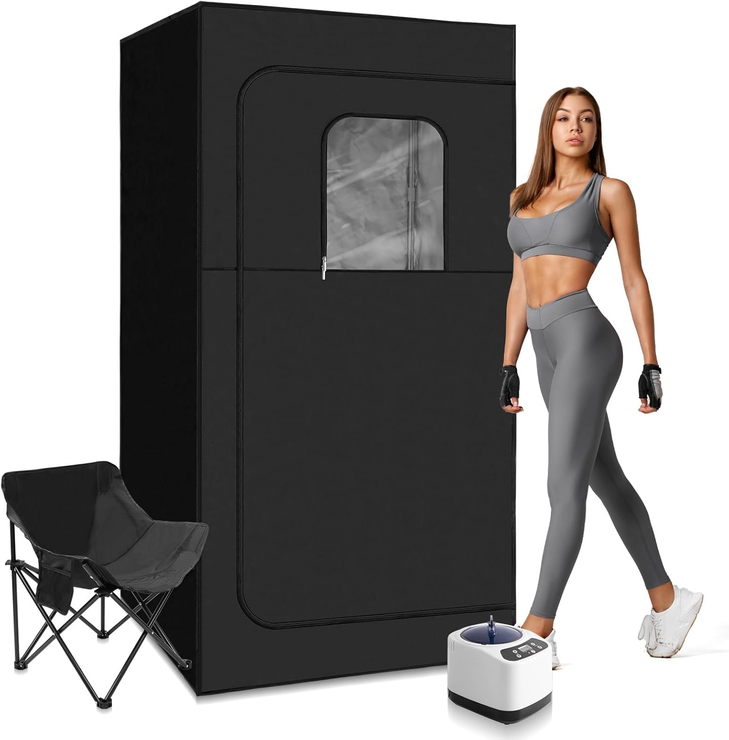 Portable Steam Sauna for Home Spa,Full Size Steam Room for Relaxation,600D Canvas Sauna Tent Personal Sauna Box with 3L &1000W Steamer,Foldable Chair,67.7