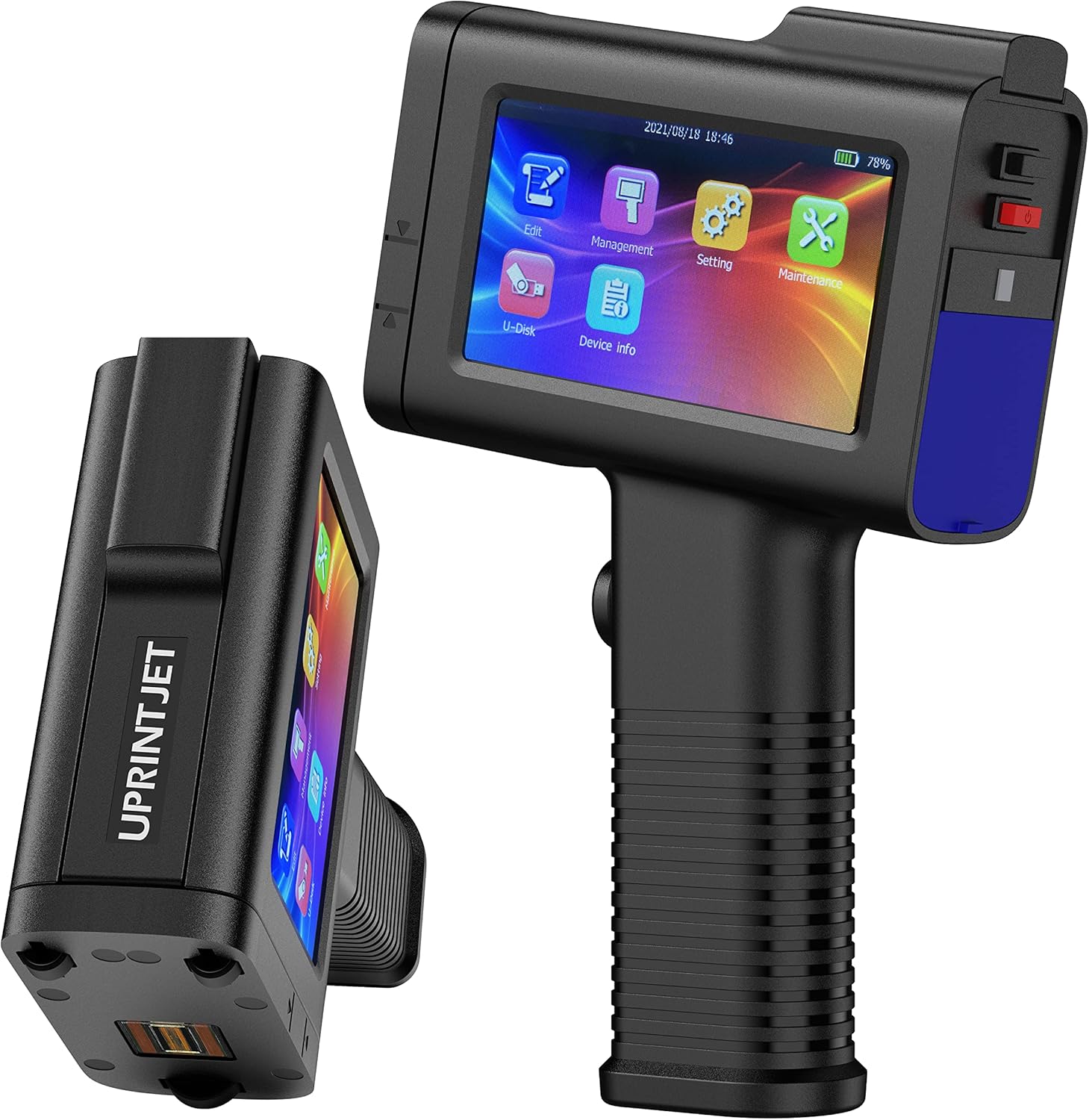 UPRINTJET Handheld Inkjet Printer BT-HH6105B2 with 4.3 Inch Touch Screen Inkjet Coder Quick-Drying Ink for Barcode Date QRcode Batch Number Picture Label Logo Handheld Printer for Almost Any Surface