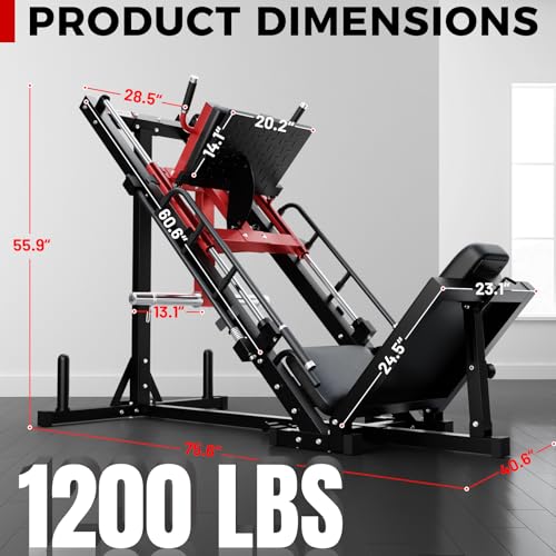 RitFit Leg Press Hack Squat Machine, Professional Adjustable Leg Press Machine for Home Gym with Linear Bearing, Specialty Hack Squat Machine for Full Lower Body Workout with Weight Storage Posts