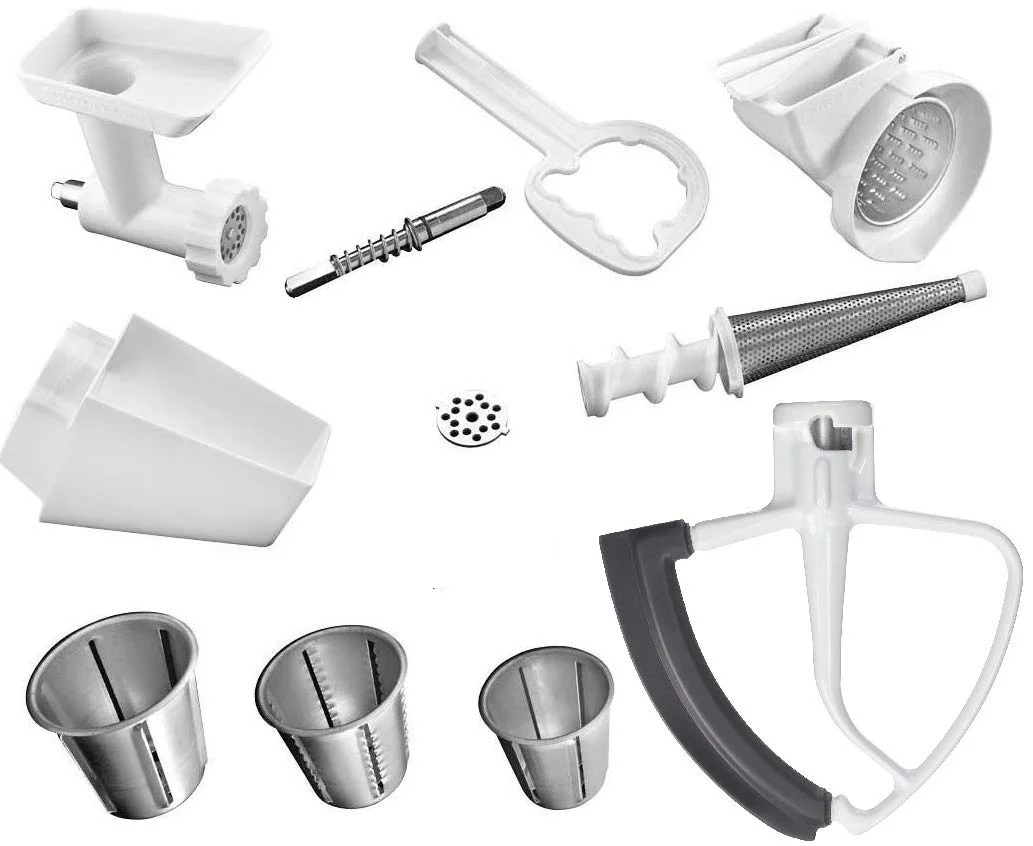 KitchenAid DRTVICE4 (FGA+RVSA+FVSP+KFE5T) Stand Mixer Attachment Pack Food Grinder/Fruit Vegetable Strainer/Rotor Slicer Shredder/Flex Edge Beater