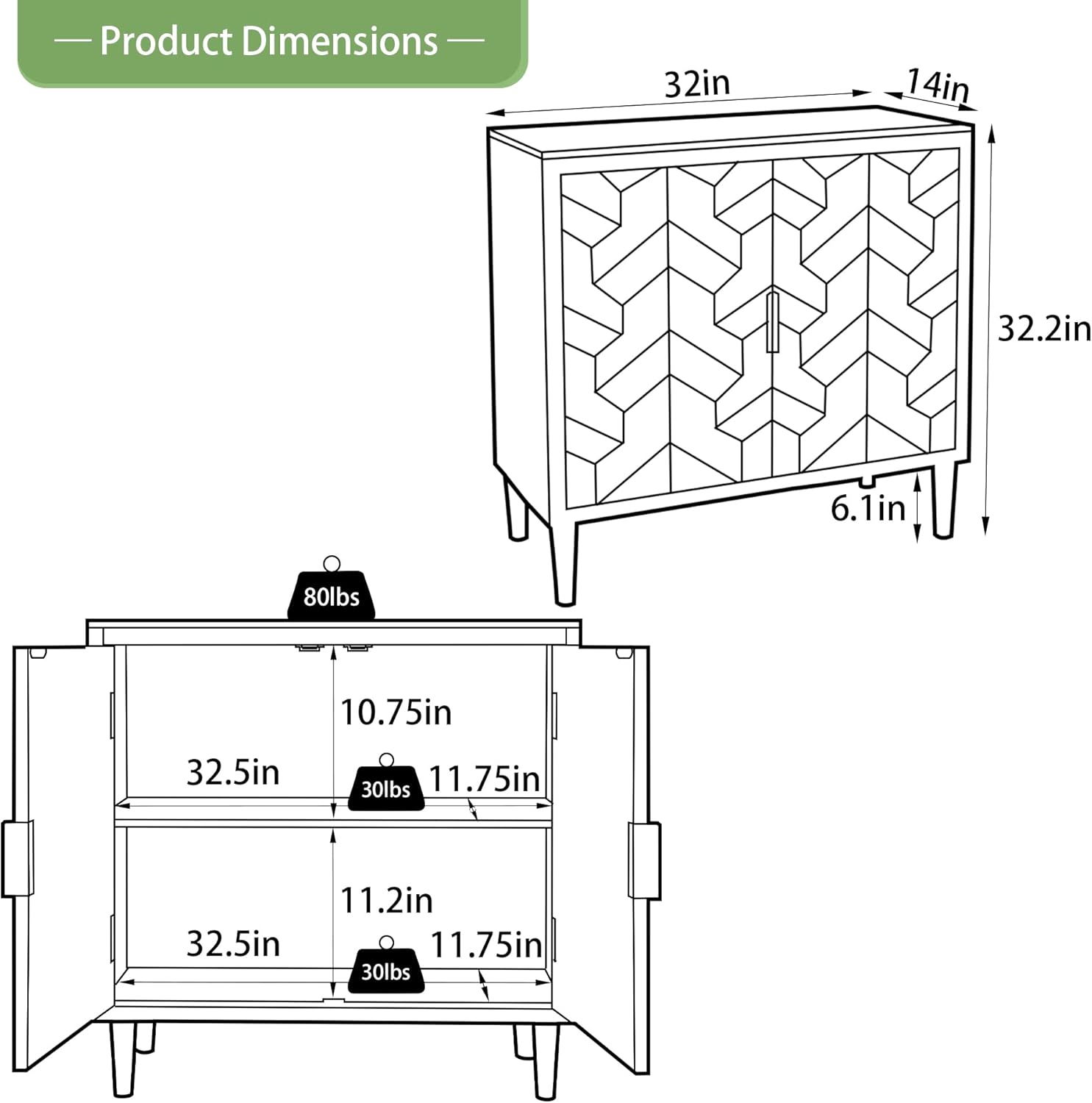 Hand-Carved Sideboard Buffet Cabinet, Storage Cabinet with Solid Pine Legs, Buffet Cabinet with Storage, Coffee Bar Cabinet MDF Accent Cabinet for Living Room, Dining Room, Caramel Oak