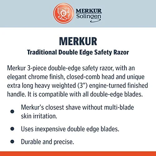Merkur MK-4700 Traditional Double Edge Safety Razor Machine Turned Heavy Duty Razor