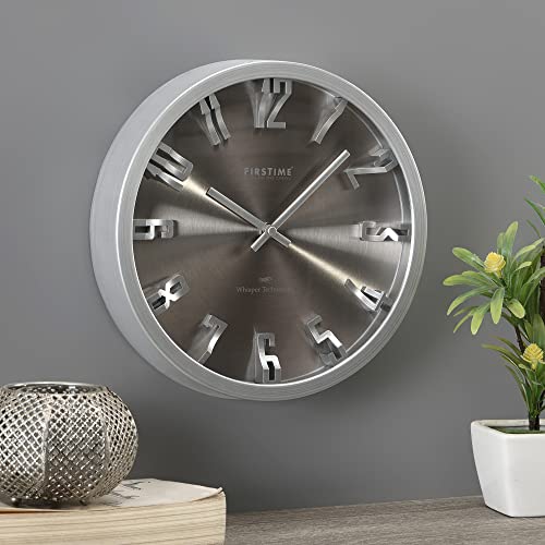 FirsTime & Co.® Steel Dimension Wall Clock, American Crafted, Silver, 10 x 2 x 10,
