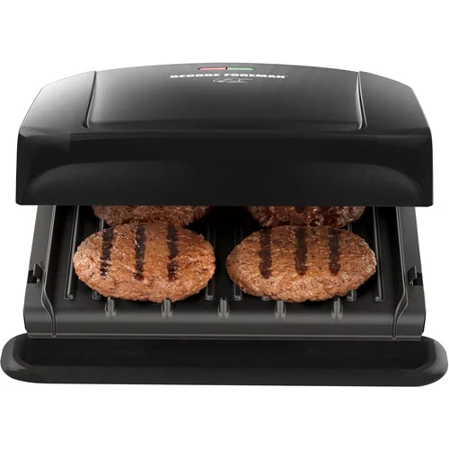 George Foreman 4-Serving Removable Plate Electric Grill and Panini Press, Black, GRP1060B