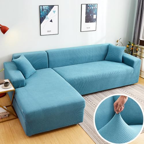 Super Stretch Sectional Couch Covers - 2 pcs Spandex Non Slip Sofa Covers with Elastic Bottom for L Shape Sectional Sofa Couch, Great for Kids & Pets，3 Seat+3 Seat
