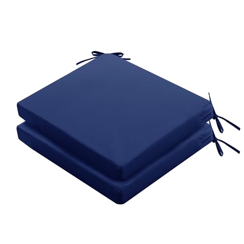 Outdoor Chair Cushions Set of 4: Waterproof & Fade Resistant Seat Cushion for Patio Furniture - 18.5 x 16 x 2 Inch Chair Pads with Ties and Hidden Zipper - Patio Chair Cushion Replacement, Black