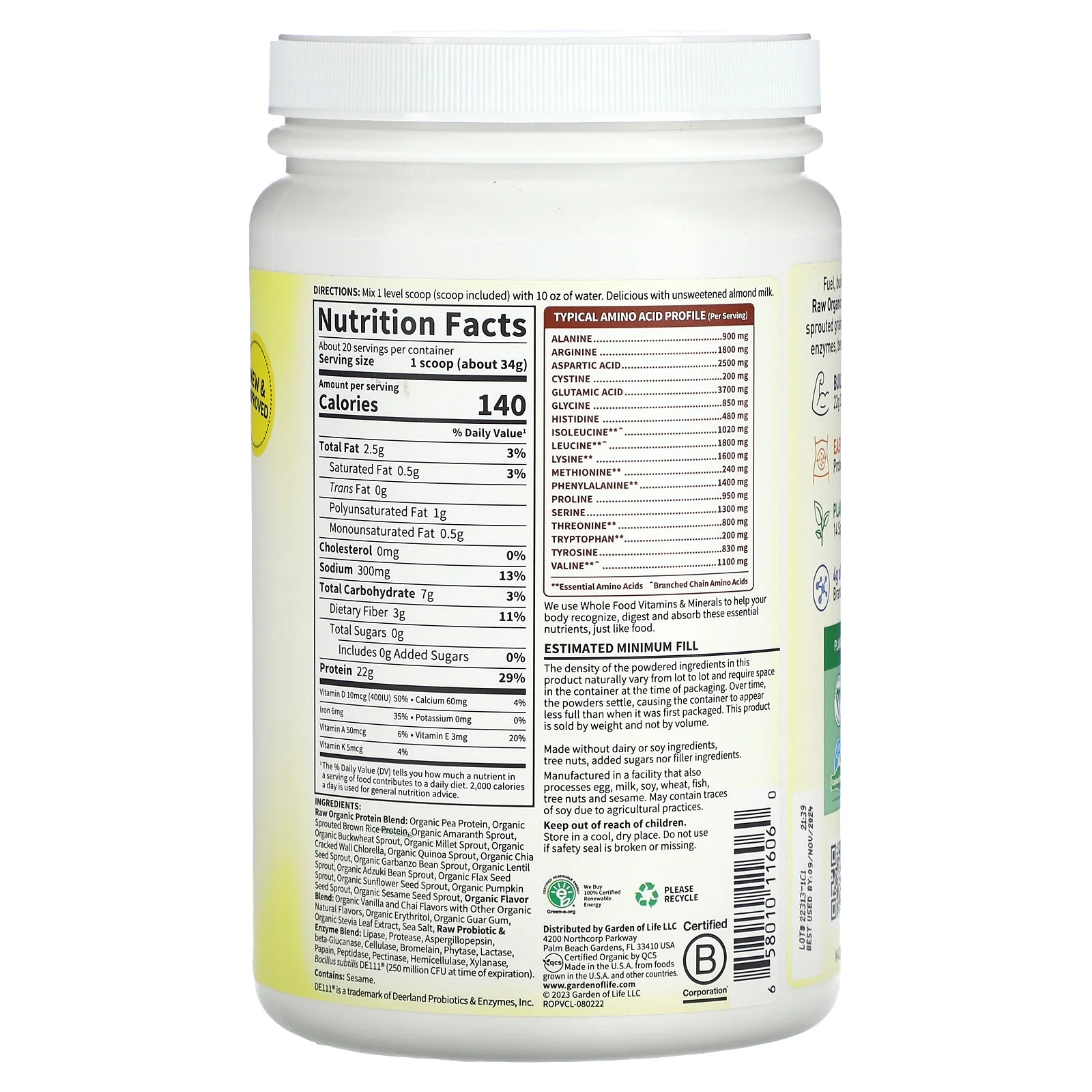 Garden of Life Garden of Life Raw Organic Protein, 20.5 oz