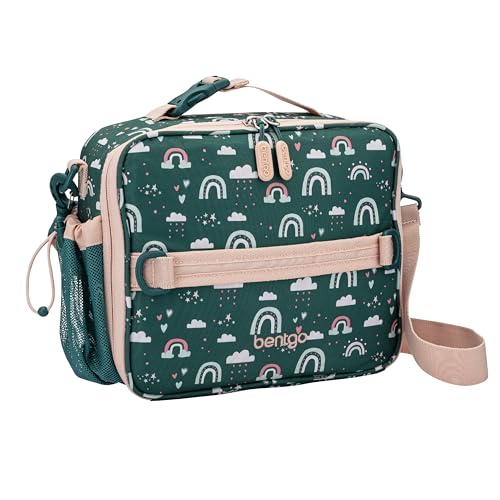 Bentgo Kids Lunch Bag - Durable, Double-Insulated Lunch Bag for Kids 3+; Holds Lunch Box, Water Bottle, & Snacks; Easy-Clean Water-Resistant Fabric & Multiple Zippered Pockets (Dinosaur)