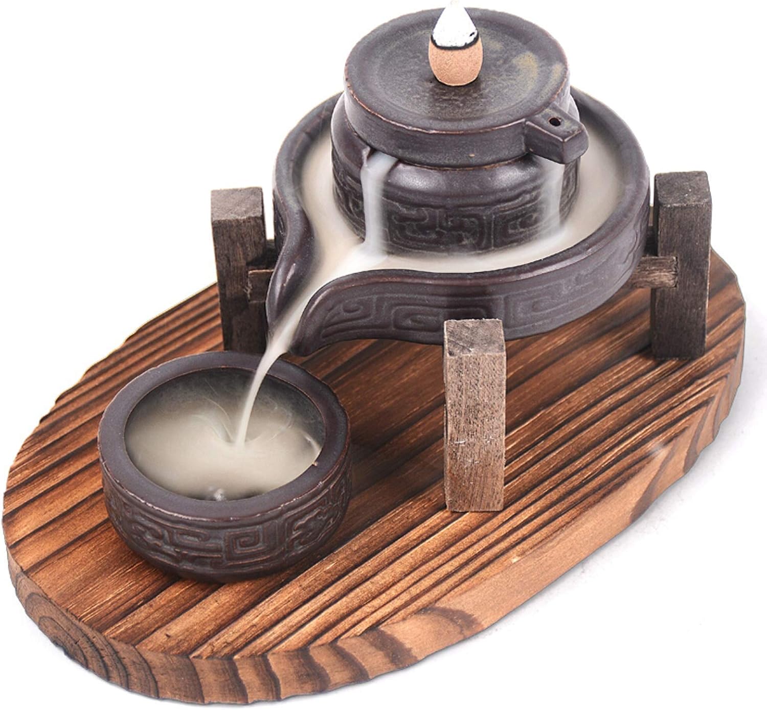 Incense Holder Backflow Incense Holder Handmade Ceramic Incense Cones Censer Backflow Burner Porcelain Incense Holder Home Office Teahouse Decor Incense Burner