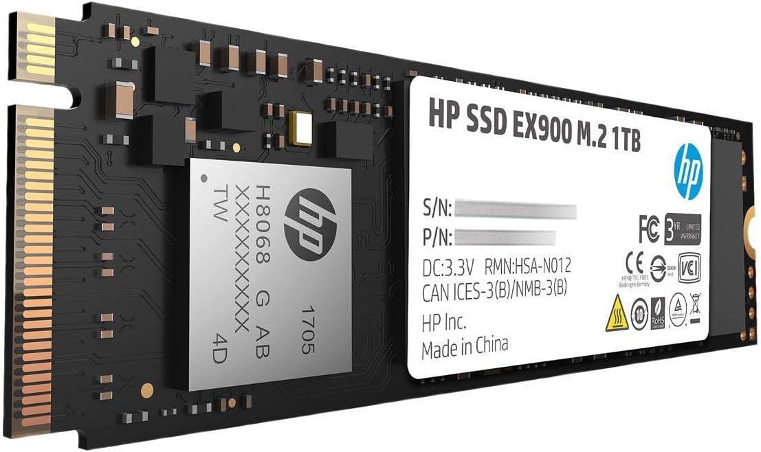 HP EX900 M.2 1TB PCIe 3.1 X4 Nvme 3D TLC NAND Internal Solid State Drive (SSD) Max 2100 Mbps 5Xm46Aa#ABC