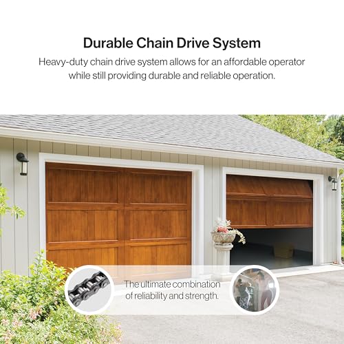 Genie Chain Drive 750 3/4 HPc Garage Door Opener w/Battery Backup - Heavy Duty - Operate your garage door when the primary power is out - Wireless Keypad Included, Model 7035-TKV,BLACK
