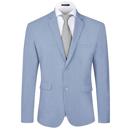 MAGE MALE Mens Casual Blazer Lightweight Suit Jacket Two Buttons Linen Sport Coat Slim Fit Tuxedo Jackets for Daily Business