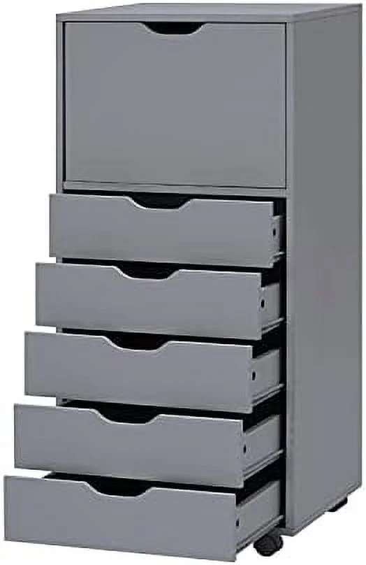 HJZBNONE Home Carly 6-Drawer Office  File Cabinet on Wheels  Mobile Under Desk Filing Drawer Unit  Craft  Organization for Home  Office \u2013 Distressed Black