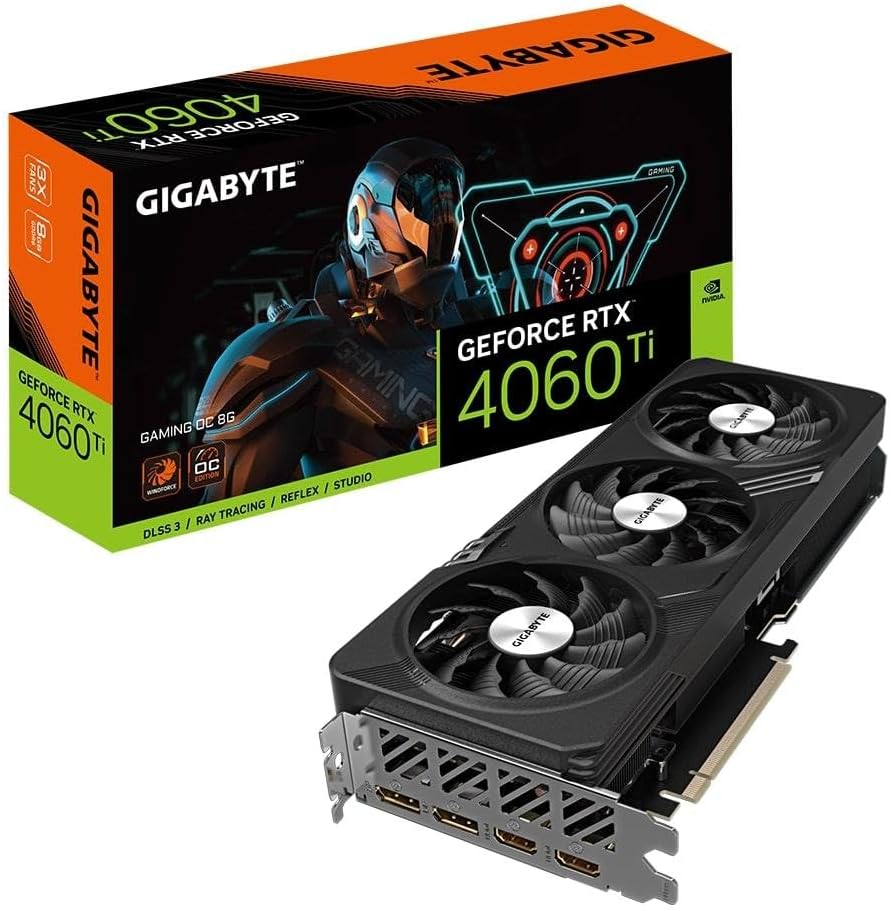 Gigabyte GeForce RTX 4060 TI GAMING OC 8GB Graphics Card - 8GB GDDR6 18Gbps 128bit, PCI-E 4.0, 2X DisplayPort 1.4, 2X HDMI 2.1a, NVIDIA DLSS 3, Supports 4K, Ada Lovelace Arch, GV-N406TGAMING OC-8GD