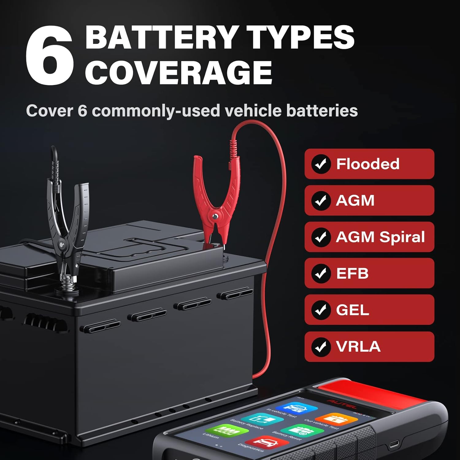 Autel MaxiBAS BT608, Battery Tester 6V &12V Battery Analysis Tool with All System Diagnostic Scan Tool OBD2 Scanner Upgraded from Autel AL539B/BT508/BT506