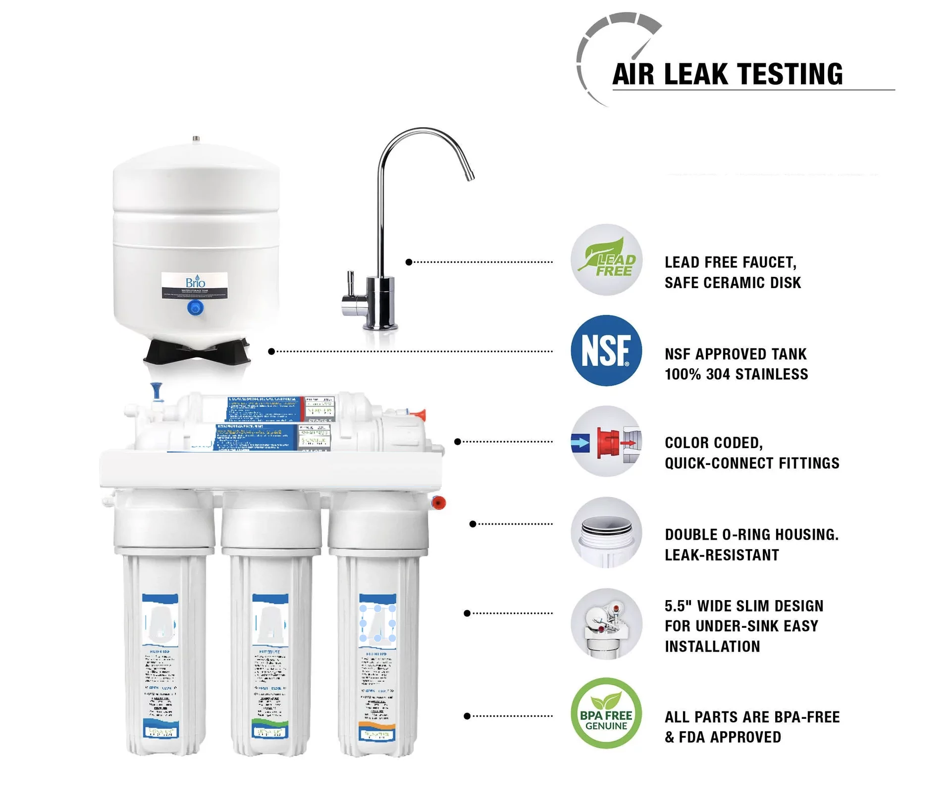 Residential Complete Under-sink Reverse Osmosis Water Filtration System with Filters - Home Household Drinking Pure Water RO