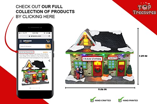 Christmas Village Sledding Down Hill - Lighted Musical Snow Village with 8 Animated Kids Going Down The Mountain