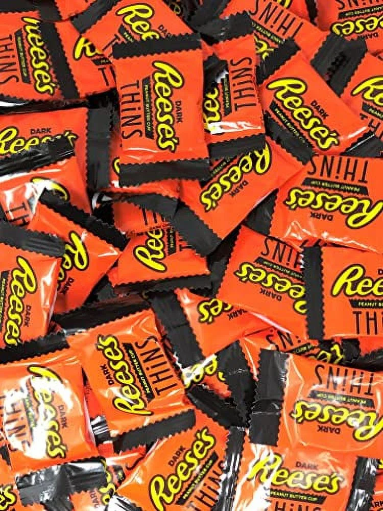 Reese,S Thins Dark Chocolate Peanut Butter Cups Candy, Individually Wrapped, Bulk 5 Pounds