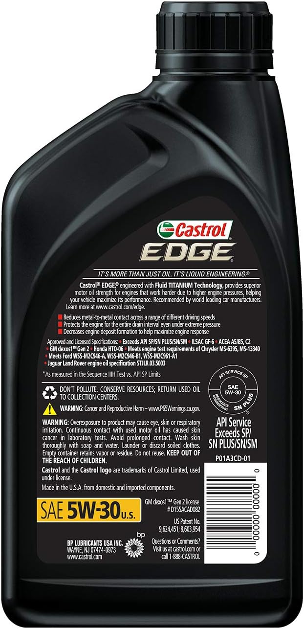Castrol 06248 Edge 5W-30 Advanced Full Synthetic Motor Oil, 1 Quart, 6 Pack Pack of 2