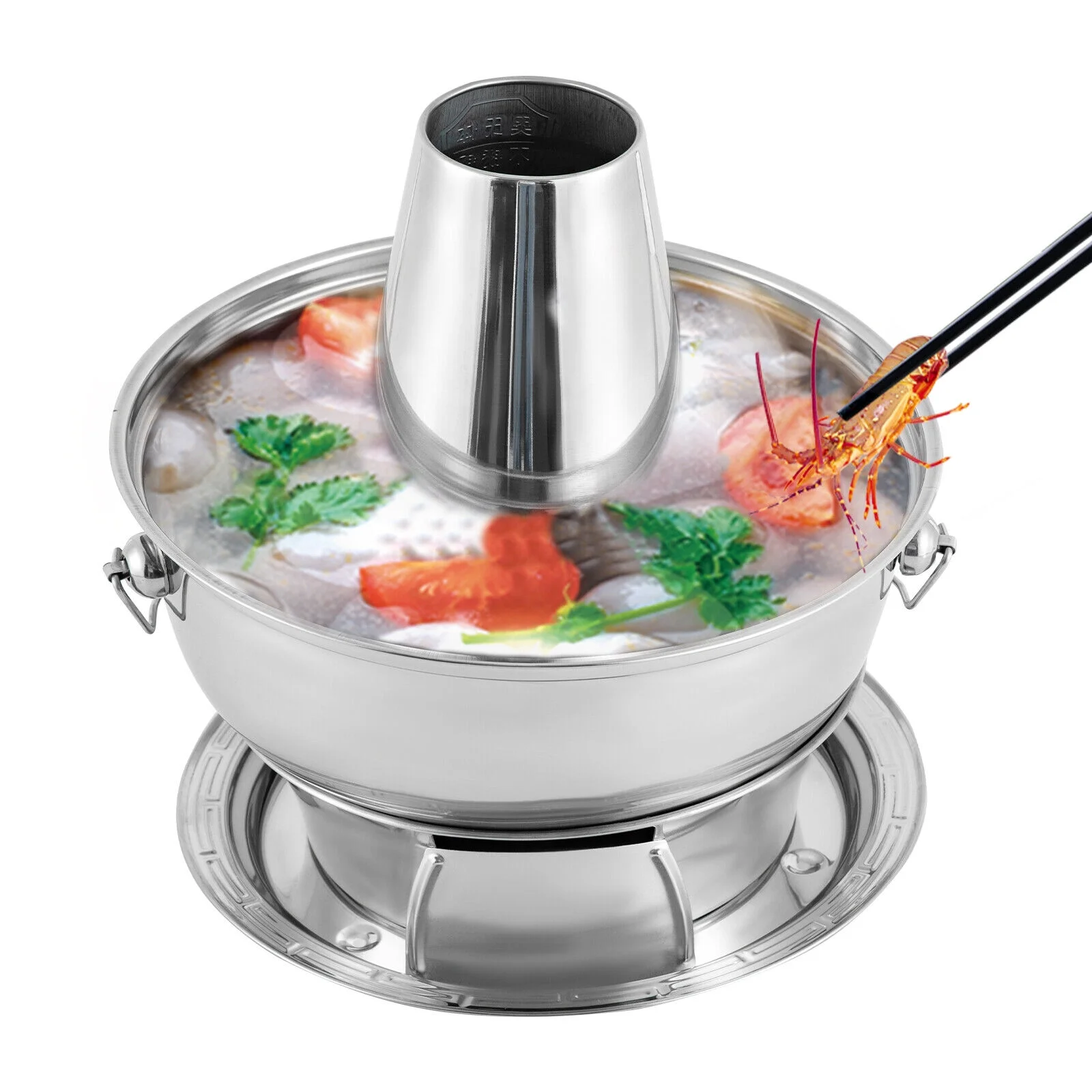 1.9QT/2.3QT Chinese Style Stainless Steel Shabu Hot Pot Instant-boiled Hotpot,LKS-8380