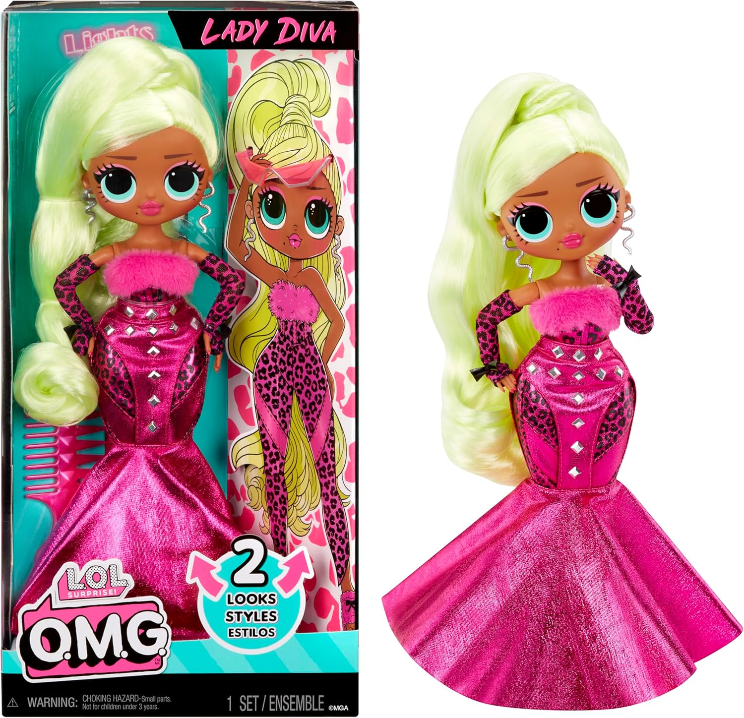 LOL Surprise OMG Lady Diva Fashion Doll with Multiple Surprises Including Transforming Fashions and Fabulous Accessories – Great Gift for Kids Ages 4+