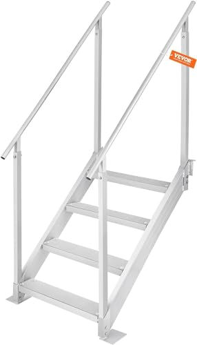 VEVOR Dock Stairs Ladder 4 Step, Aluminum Dock Steps 30