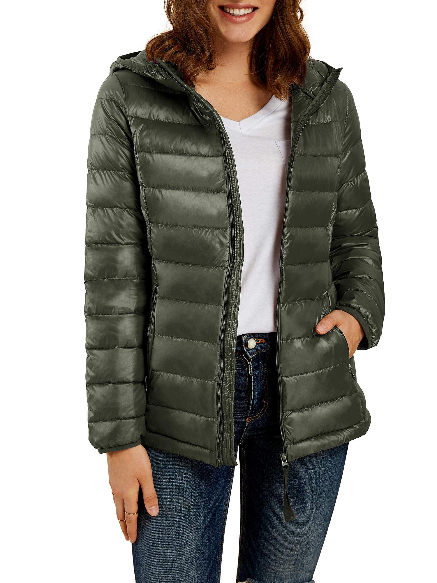 Sherrylily Women Short Down Jackets Packable Lightweight Hooded Puffer Coats with Pockets S-2XL