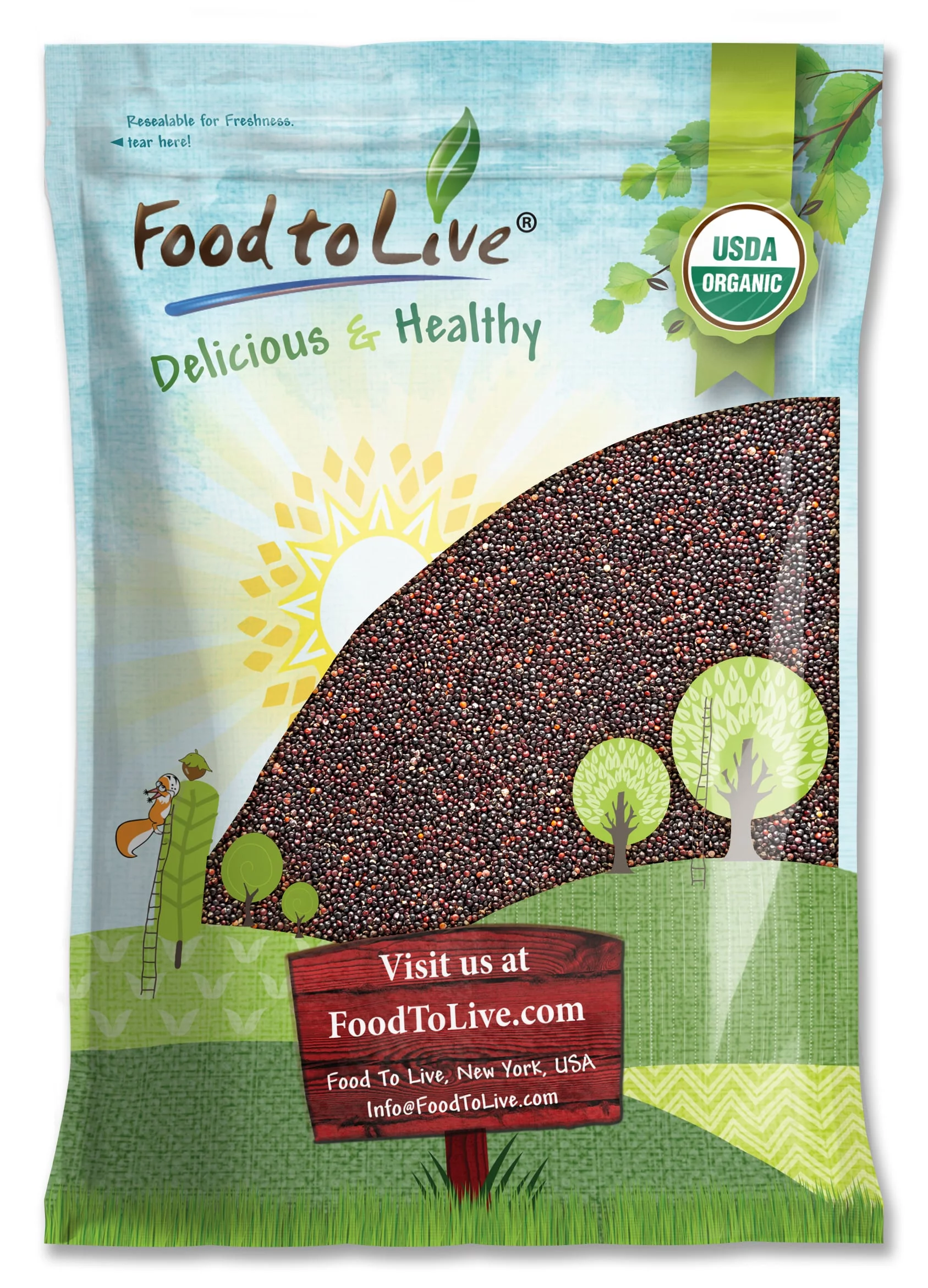 Organic Black Quinoa, 10 Pounds — Non-GMO, Kosher, Raw, Vegan, Sproutable — by Food to Live