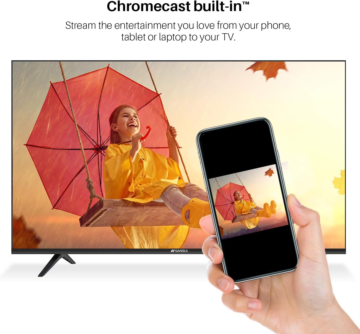 SANSUI ES55S1A, 55 inch 4K UHD HDR Smart LED Android TV with Google Assistant(Voice Control), Screen Share, USB, HDMI…