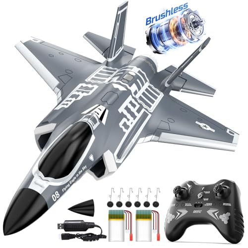 DEERC F35 4 Channel Brushless RC Plane for Adults Remote Control Airplane EDF Fighter Jet,2.4GHz 6-axis Gyro Stabilizer EPP RTF Hobby Glider Aircraft Plane Easy to Fly for Advance Player
