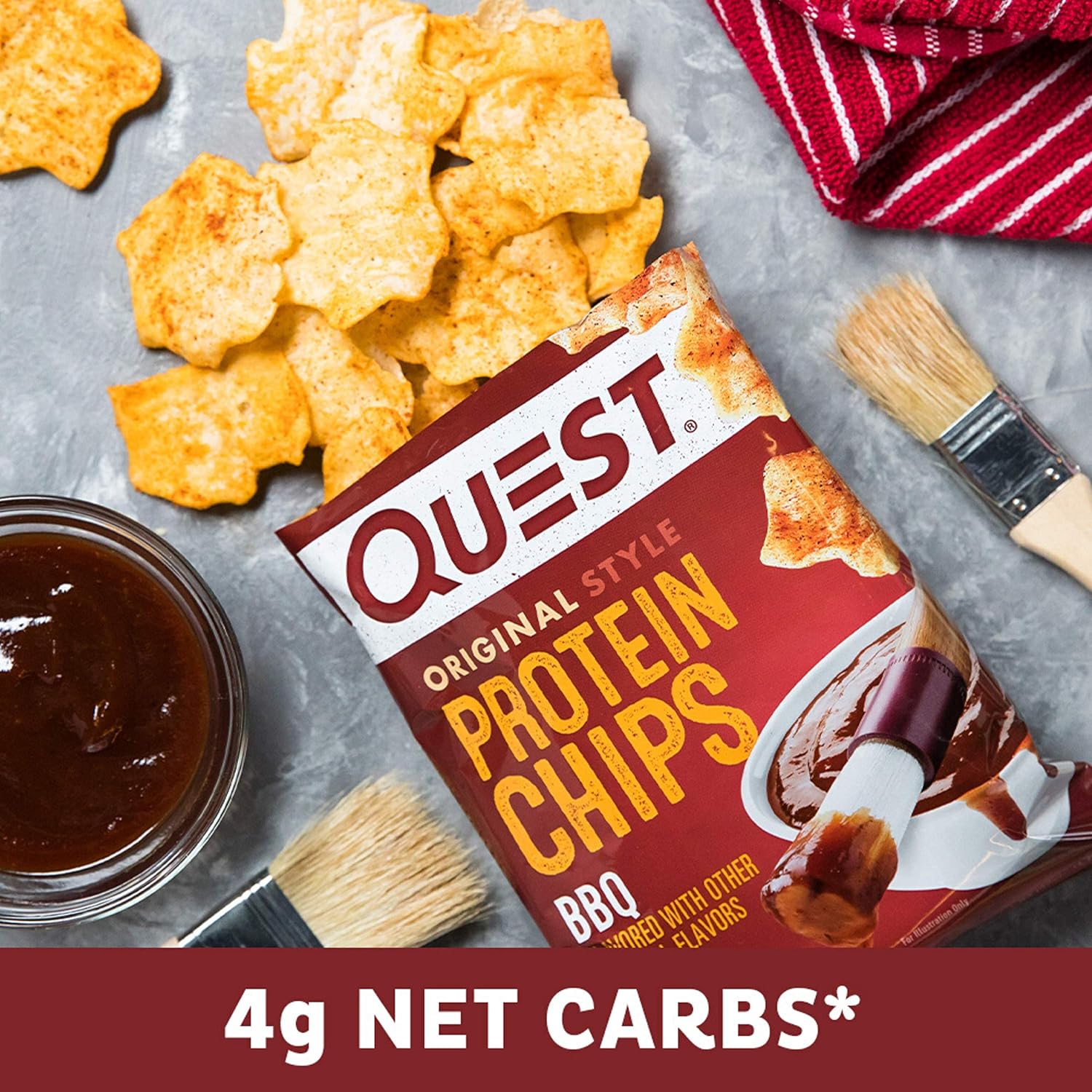 Quest Nutrition Protein Chips, Sour Cream & Onion, High Protein, Low Carb, Pack of 12 & Protein Chips, BBQ, High Protein, Low Carb, 1.1 Ounce (Pack of 12)