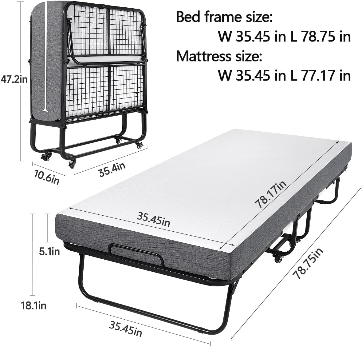 Folding Bed, (with 5.2