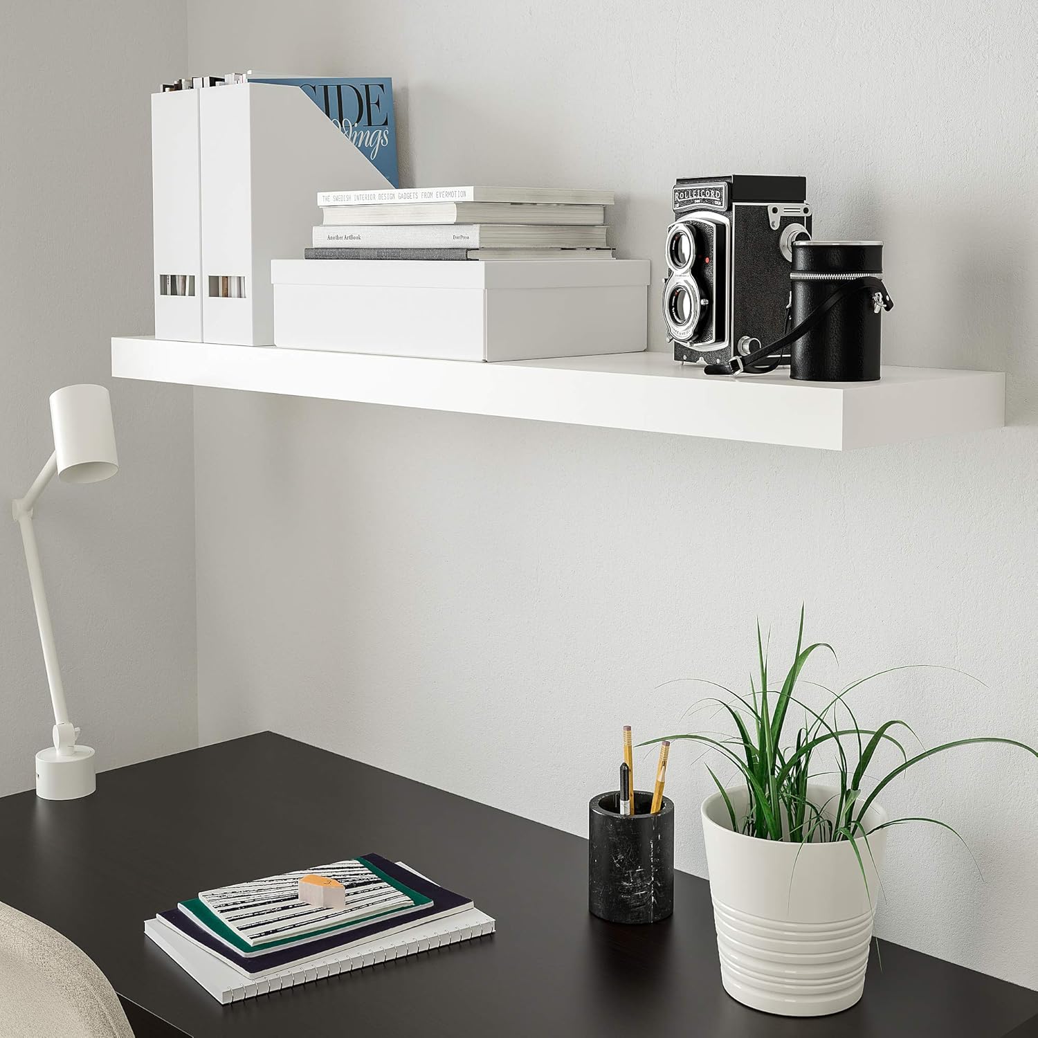 IKEA LACK wall shelf white (26x110 cm) with concealed mounting hardware.