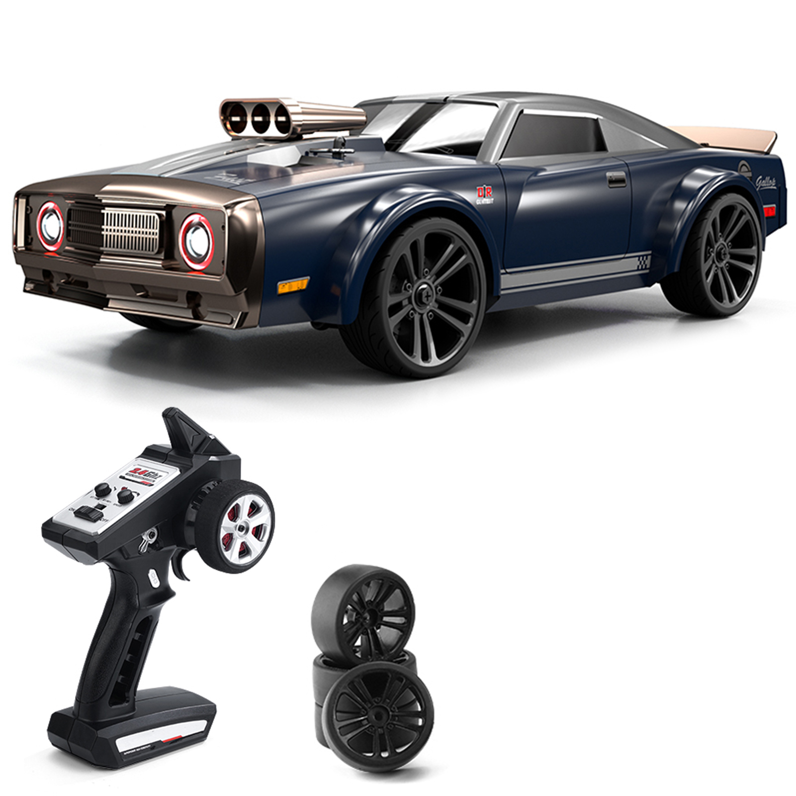 Htovila Remote Control Drift Car 116 Remote Control Car 2.4GHz 4WD 35kmh Remote Control Race Car High Speed Gift RTR for Boys Girls with 7-mode Angel Eye Headlights