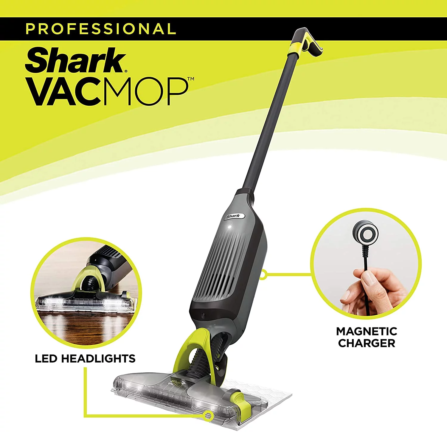 Shark VACMOP Pro VM252 Cordless Hard Floor Vacuum Mop with Disposable Pad, Charcoal Gray
