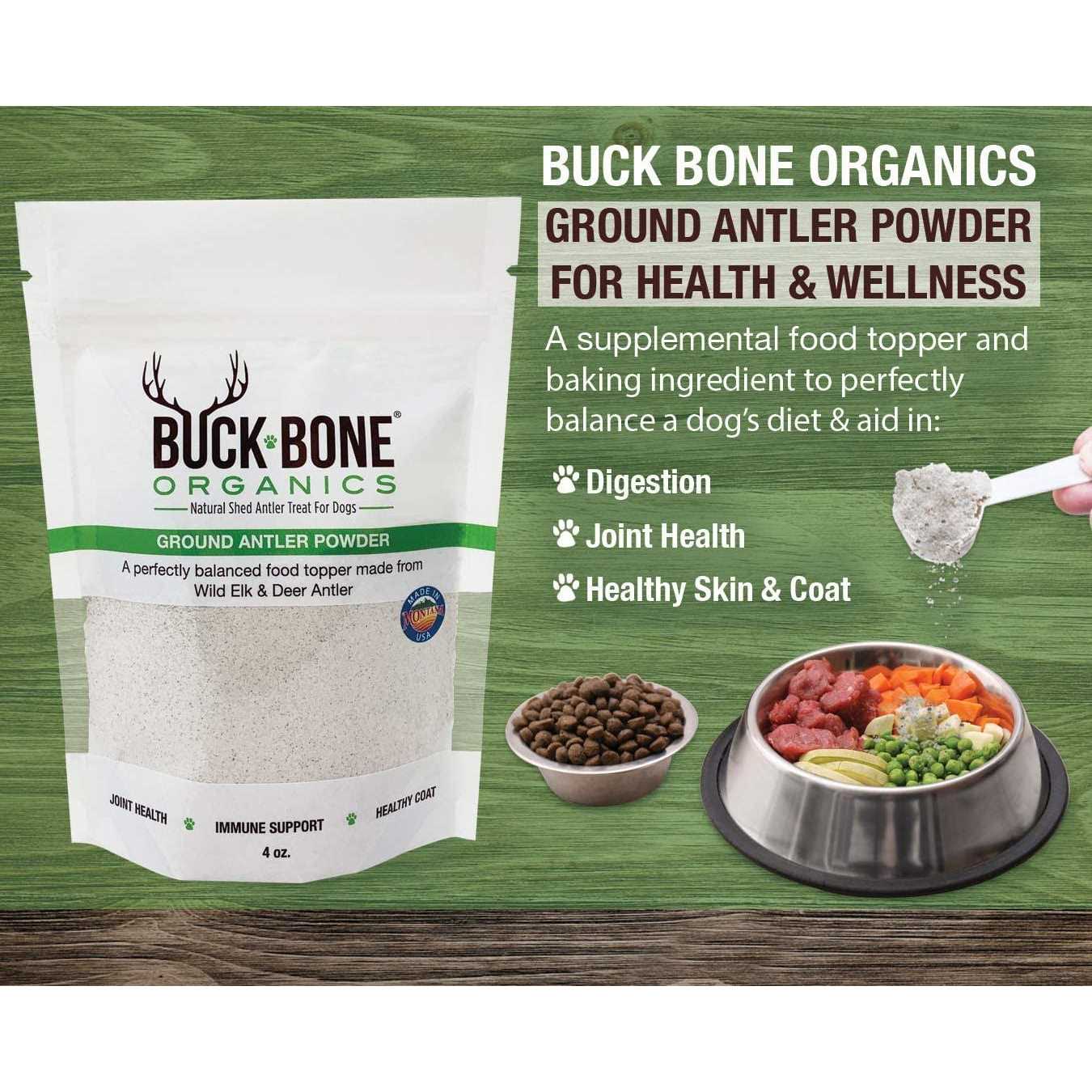 Buck Bone Organics Ground Wild Elk and Deer Antler Powder for Dogs - Pet Supplies online store