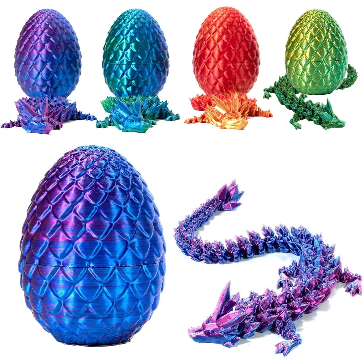 4 PACK 3D Printed Dragon Egg, Explore Enchanting Dragon Egg Fidget Toy Surprise and More for Easter Adult Kids Endless Fidget