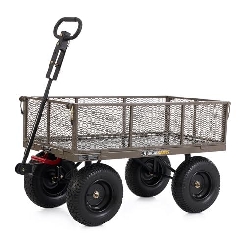Gorilla Carts Steel Utility Wagon w/Removable Side Panels, 1200 lb Capacity, Gray - Outdoor Flatbed Cart with 39.45