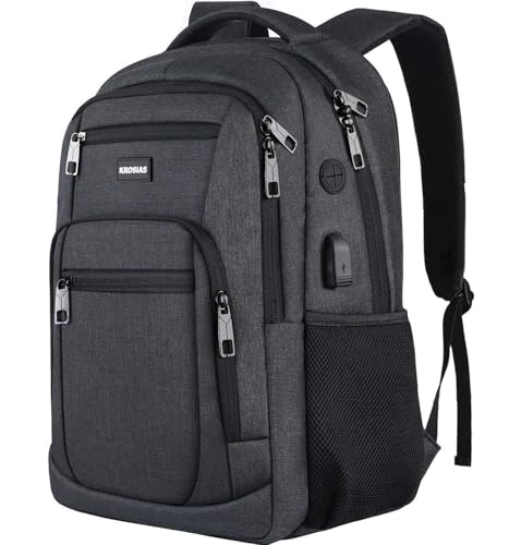 Backpack for Men and Women, School Backpacks for Teens Boys, 15.6 inch Computer Laptop Bag Waterproof College Back Pack with Charger for Work Business Travel (Black)