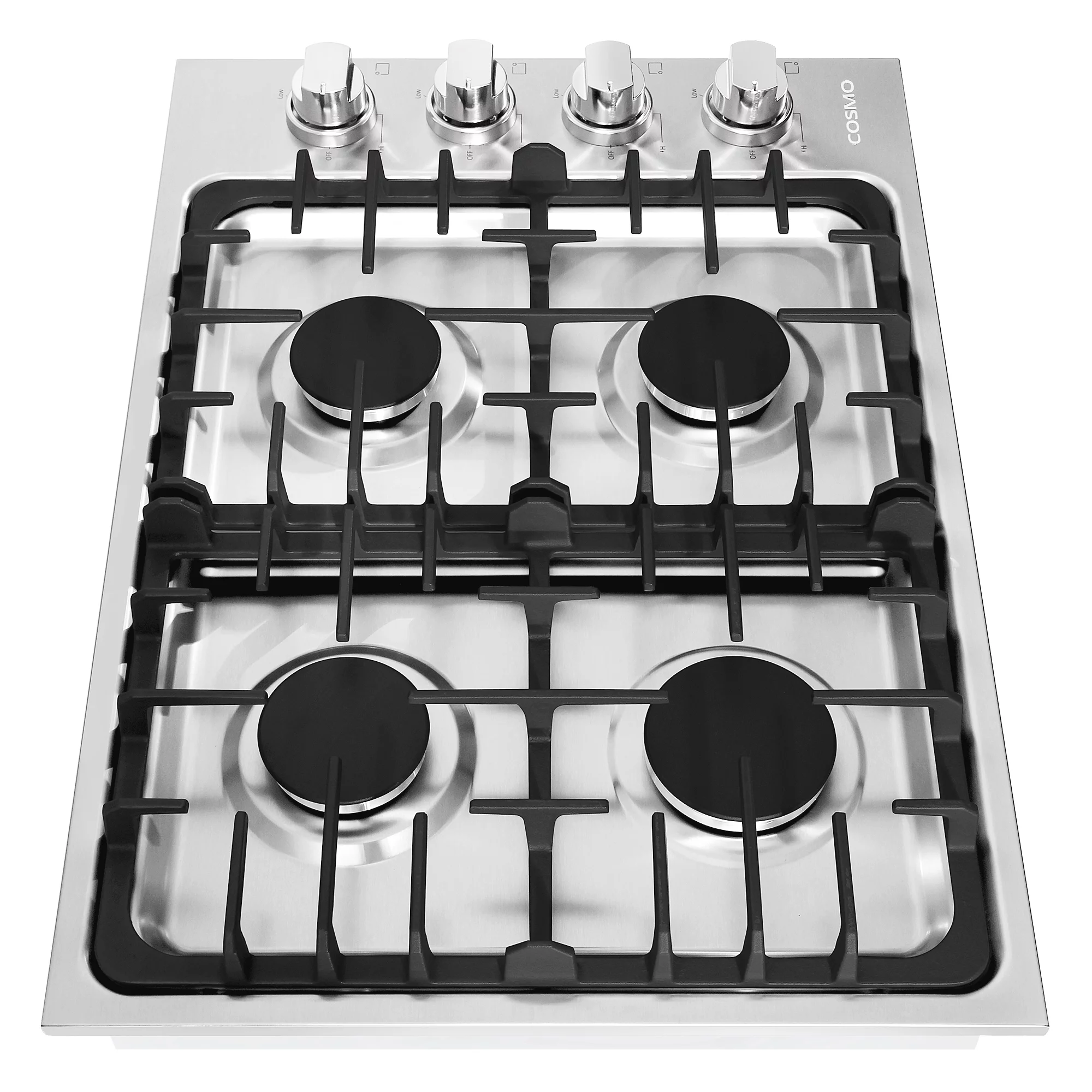 Gas Cooktop with 4 Sealed Italian Made Burners in Stainless Steel