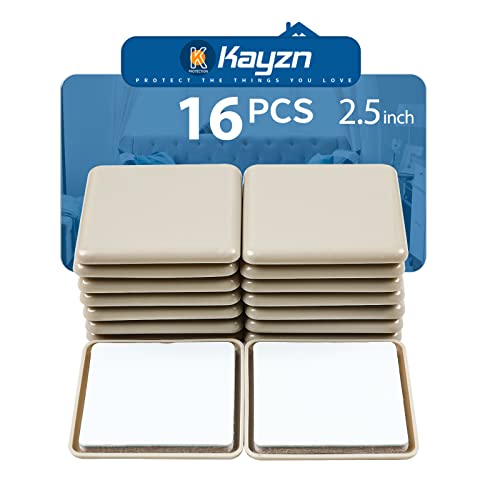 Self-Adhesive Furniture Slider, 2.5Inch Self-Adhesive Furniture Moving Pads, Adhesive Carpet Slider is Suitable for Carpet 16 Pieces, Furniture Moving Slide-Easily Move Any Item