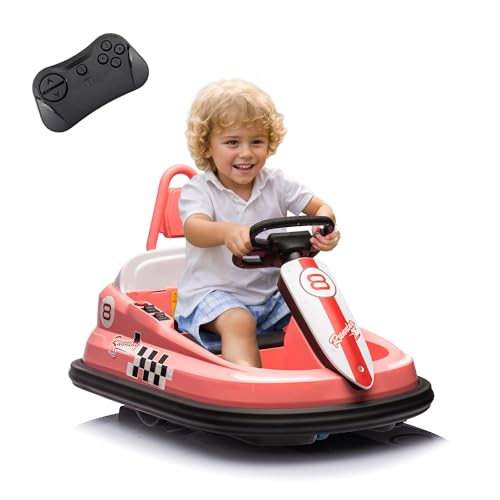 Bumper Car for Toddlers 1-4 with Remote Control, 6V Electric Ride on Car for Kids, 3 Speed Electric Car Toys with 360° Spin, Music Play, Lights (Black)