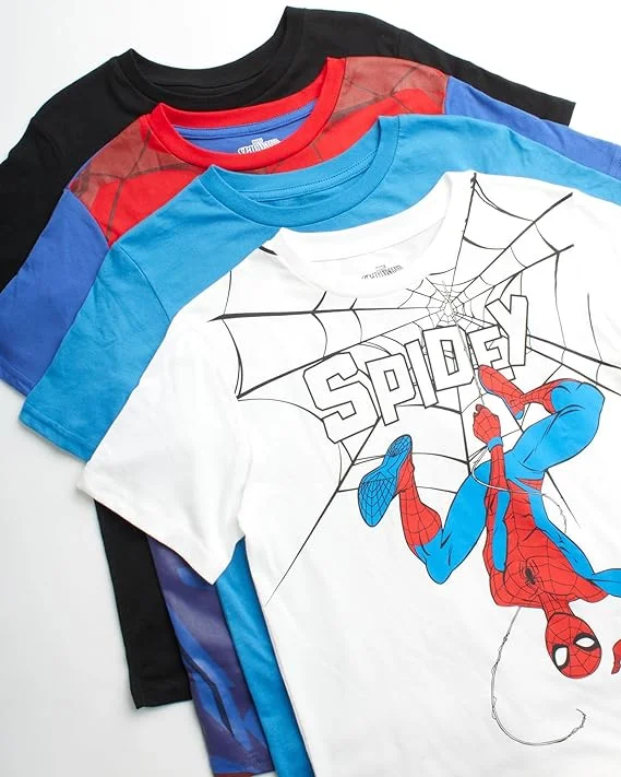 Marvel Avengers Boys’ T-Shirts –Superhero Cosplay Graphic Tee Gift Pack Multipack: Spider-Man (2T-20)