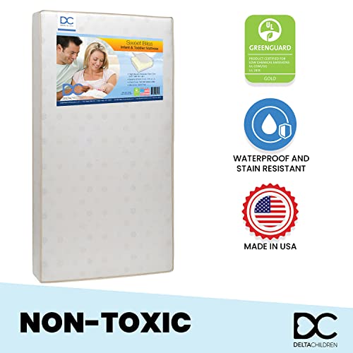 Delta Children Asher Crib 7-Piece Baby Nursery Furniture Set–Includes: Convertible Crib, Dresser, Changing Top, Crib Mattress, Sheets, Toddler Guardrail & Changing Pad, Rustic Mist