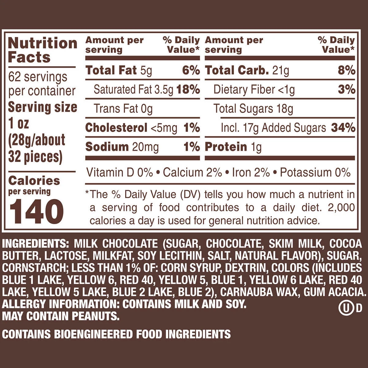 M&M's Milk Chocolate Candy, 62 oz Jar