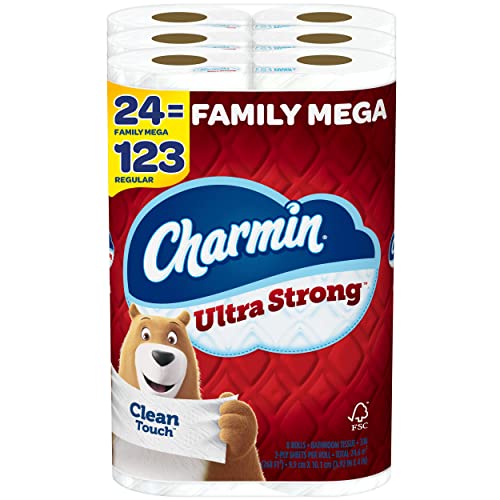 Charmin Ultra Strong Clean Touch Toilet Paper, 30 Family Mega Rolls = 153 Regular Rolls