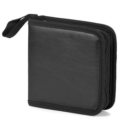 CD Case DVD Storage Holder, PU Leather DVD Cases Organizer, CD Protective Carrying Binder, Portable CD Wallet for Home Travel Black 40 Capacity
